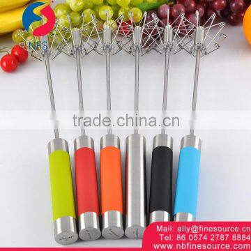 Promotional Semiautomatic Stainless Steel Hand Held Automatic Portable Rotating Manual Egg Beater