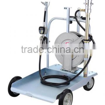 Hand operated Air power oil dispenser with gear oil gun and trolleys and hose reel