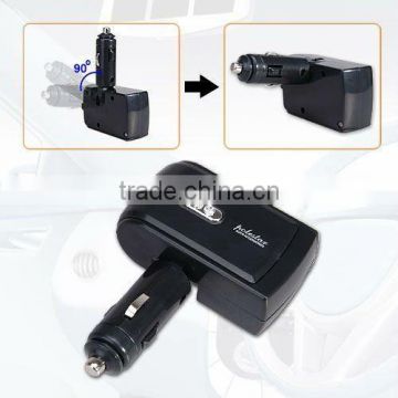 Fashion Mini IN-Car Black Color USB + 12v Double Socket Charger