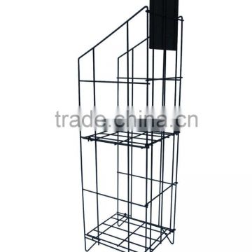 2 tiers floor standing newspaper magazine display rack