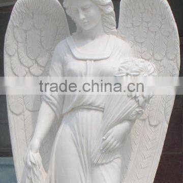 Hand Carved White Marble Angel Headstone Design photo-2