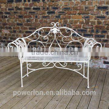 Wrought Iron Metal Garden Bench Antique Cream With a Brushed Bronze For Outdoor and Indoor photo-2