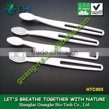 One-off/one-time 100%biodegradable pla plastic material eco-friendly white PLA Toothbrush for hotel use