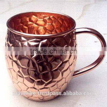 embosse Copper Moscow Mule Mug - Authentic Moscow Mule Mugs with riveted handle
