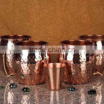 Copper Moscow Mule Mug - Diamond Hammer Barrel Cups - Cocktail Cups/Glasses Set Of 4 Mug photo-6