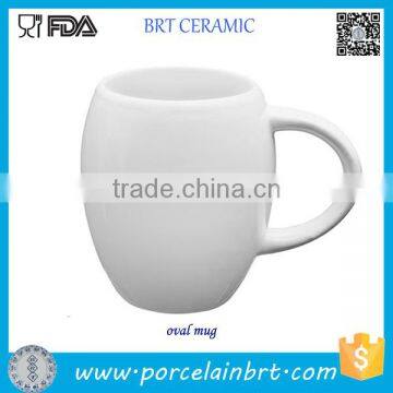 Wholesale Oval Shaped White Porcelain Plain Mug