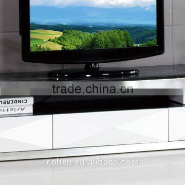 hot selling royal modern high gloss stainless steel TV Stand/cabinet design E018