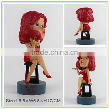 Hot resin sexy women statue, mature women in red dress figurines, fashion women figure sculptures