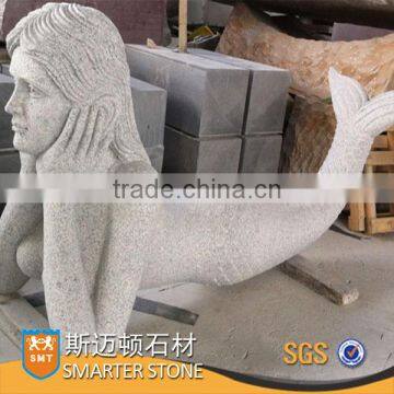 Grey Granite Mermaid Stone Sculpture