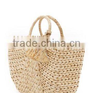 Straw Pompom Water Hyacinth Bag photo-3