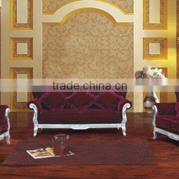 Simplex Neo-classice Simple Wooden Carved Sofa Set, Fabric Sofa Set, Silver-foil Sofa Set