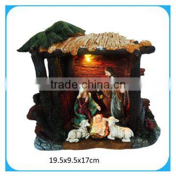 custom resin manger with light for religious gifts