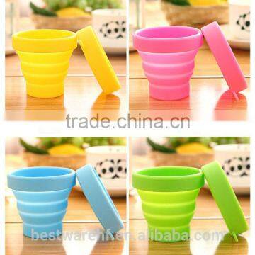 Portable and Eco Friendly Muti-function Summer Use Silicone Rubber Travel Folding Water Cup With Lids photo-2
