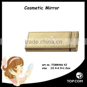 mini makeup leather mirror,folding colorful leather mirror