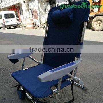 Navy Blue Aluminum Folding Backpack Chair With Plastic Armrest photo-2