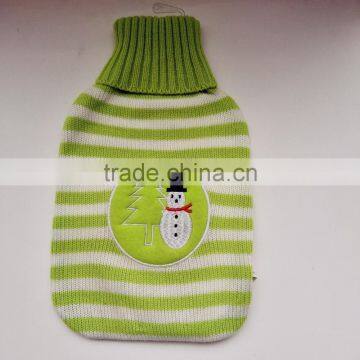 2000ml rubber hot water bottle with snowman knitted cover