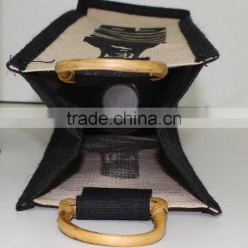 One Bottle Wine Juco Laminated Juco Bag With Window/juco Wine Bag Wholesale photo-2