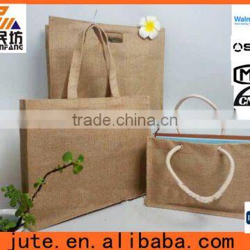 Christmas fashion tote bag jute fabric recycling shopping bag