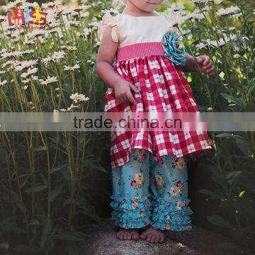 2017 New Baby Girls Kids Designer Clothes Beige Plaid Ruffle Skirt Dress photo-3