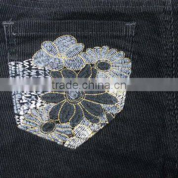 New Fashion Design Golden Button Corduroy Embroidered Shorts/pants With Folded Hem photo-5