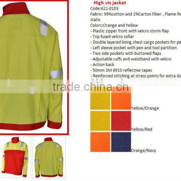 cotton Carbon Fiber anti static FR jacket high vis