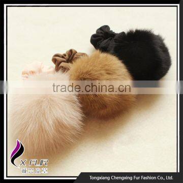 CX-E-03 Genuine Fox Fur Ball Elastic Hair Band