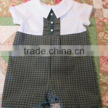 Wholesale Price Kids Boutique Romper Gingham Cotton Baby Pom Pom Romper