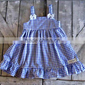 2017 New Style Baby Clothes Cheap Wholesale Red and Blue Children's Boutique Summer Baby Girl's Plaid Dress photo-4
