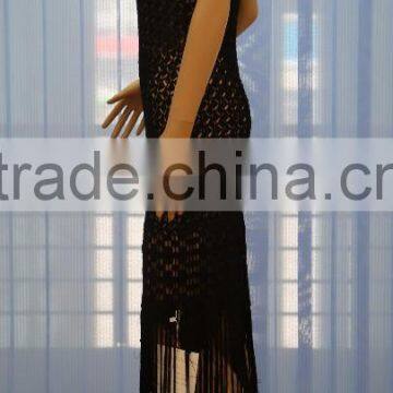 High Quality Popular Ladies Black Long Tassel Fashion Evening Party Dress photo-2