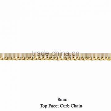 8 MM Gold Plated Top Facet Curb Chain