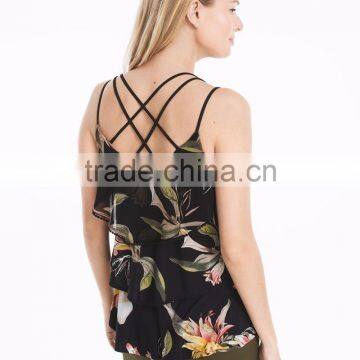 MGOO Wholesale Ladies Fancy Sleeveless Tops Made From 100% Polyester Chiffon Casual Sexy Crop Tops photo-3
