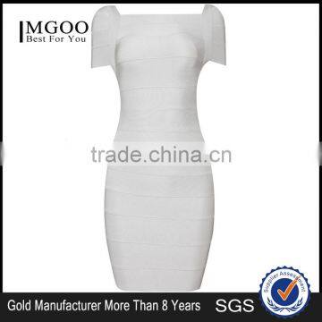 MGOO Wholesale 2015 Dress Manufacturer OEM Short Sleeves Women Work Dress Bandage Spandex Plaid Shinning Dress H265 photo-2
