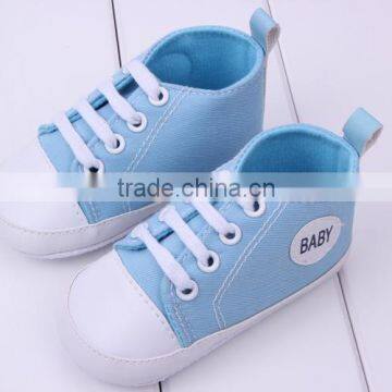 2014 new baby product cotton light blue cotton baby canvas shoe