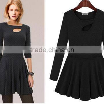 plus size XXXXL flared autumn winter fat woman one-piece wool dress