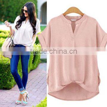 Hot Sales European Plus Size Summer Cool Cotton Solid Color Shirts for Women Blusa photo-5