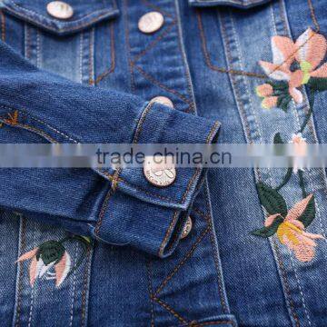 S33420W Kid Jean Jacket For Girl Flower Embroidered Jacket Baby Girl Child Denim Jacket photo-4