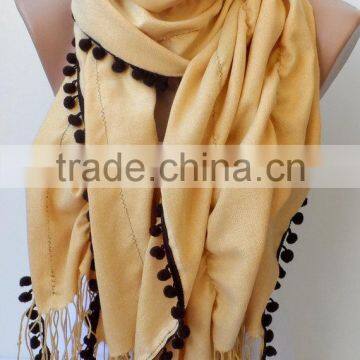 Jasmine Ruffle Pashmina Scarfs Ruffle Pashmina Scarves Pompom Scarf Frilly Women Scarf Wedding Scarf Jasmine Scarfs Fashion Acce photo-6