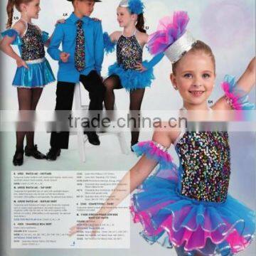 feather skirt girl's dance dress with boy's costumes-school girl costume