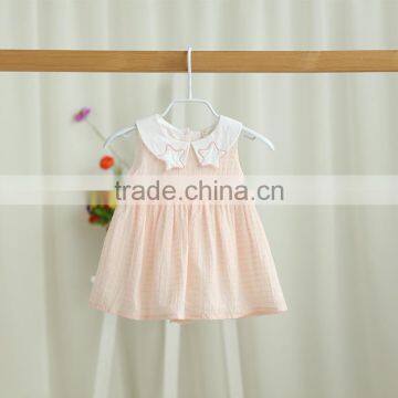 Wholesale doll collar solid color cotton summer tutu baby girl dress