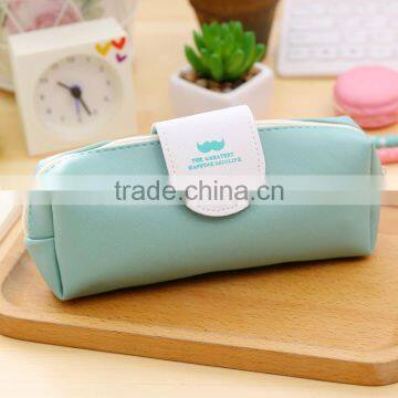 Promotional Cheap Pure Color Beard Printed PU Canvas Stationery Pocket Button Pencil Bag photo-3