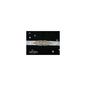 Custom Silver Beaded Crystal Rhinestone Bridal Sash For Wedding Dress