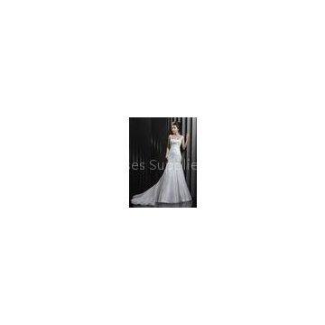 Graceful Mermaid Beaded Straps Womens Wedding Dresses with Court Train