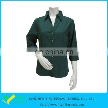 Elegant Ladies Deep V Collar Long Sleeve Business Shirt In Green