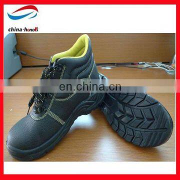 working leather high cut safety shoes/high ankle safety shoes black