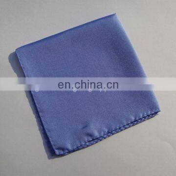 100% Twill Silk Hand Printed Pocket Square with solid blue color