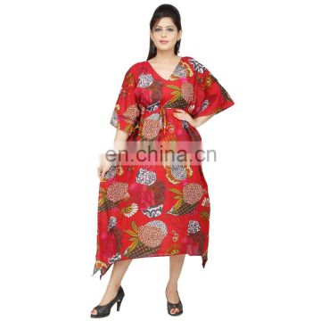 Plus Size Summer Seasonable Women's Wear Kaftan 100%Cotton Hand Made Shirt Long Maxi Dress Tunic Style Full Length Kaftan