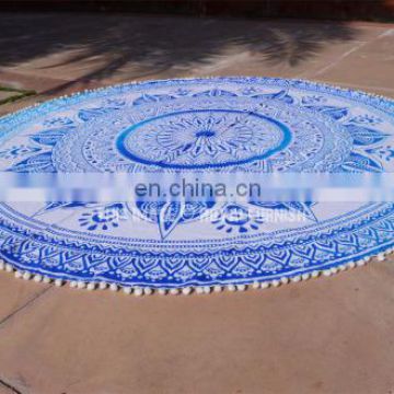 72" Indian Mandala Turkish Ombre Hippie Round Roundie Tapestries Hippy Boho Gypsy Round Beach Throw Yoga Mat Tassel