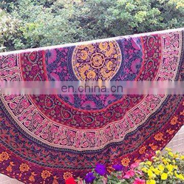 Indian Block Print Mandala Round Relax Beach Tapestry