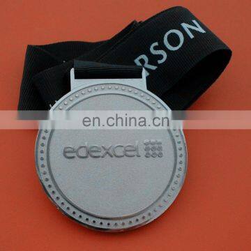 Embossed Logo Zinc Alloy Award Medal Academic Achievement Ribbon Medal Silver