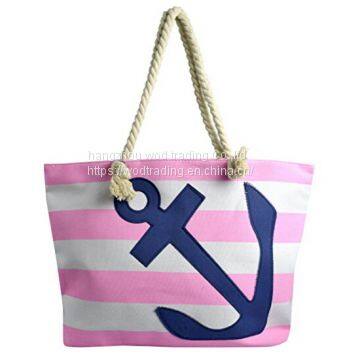 Nautical anchor print bold stripe summer purse beach bag totes